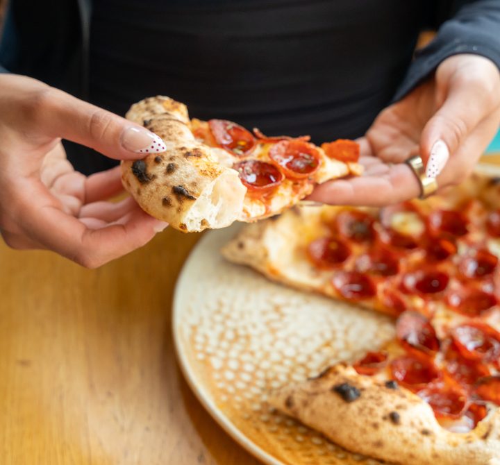 Light, airy brick-oven pizza crust at La Favella