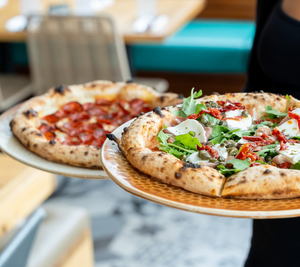Two brick-oven pizzas at La Favella